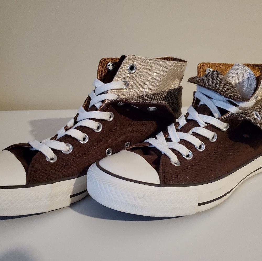 Brown Converse Double Tounge Hightops